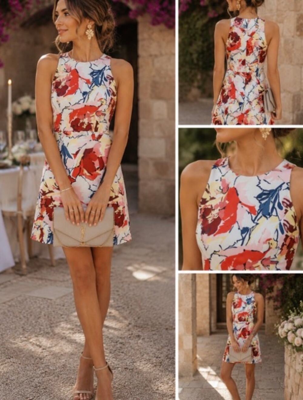 Abercrombie and Fitch floral halter mini key hole back summer colorful flowers S